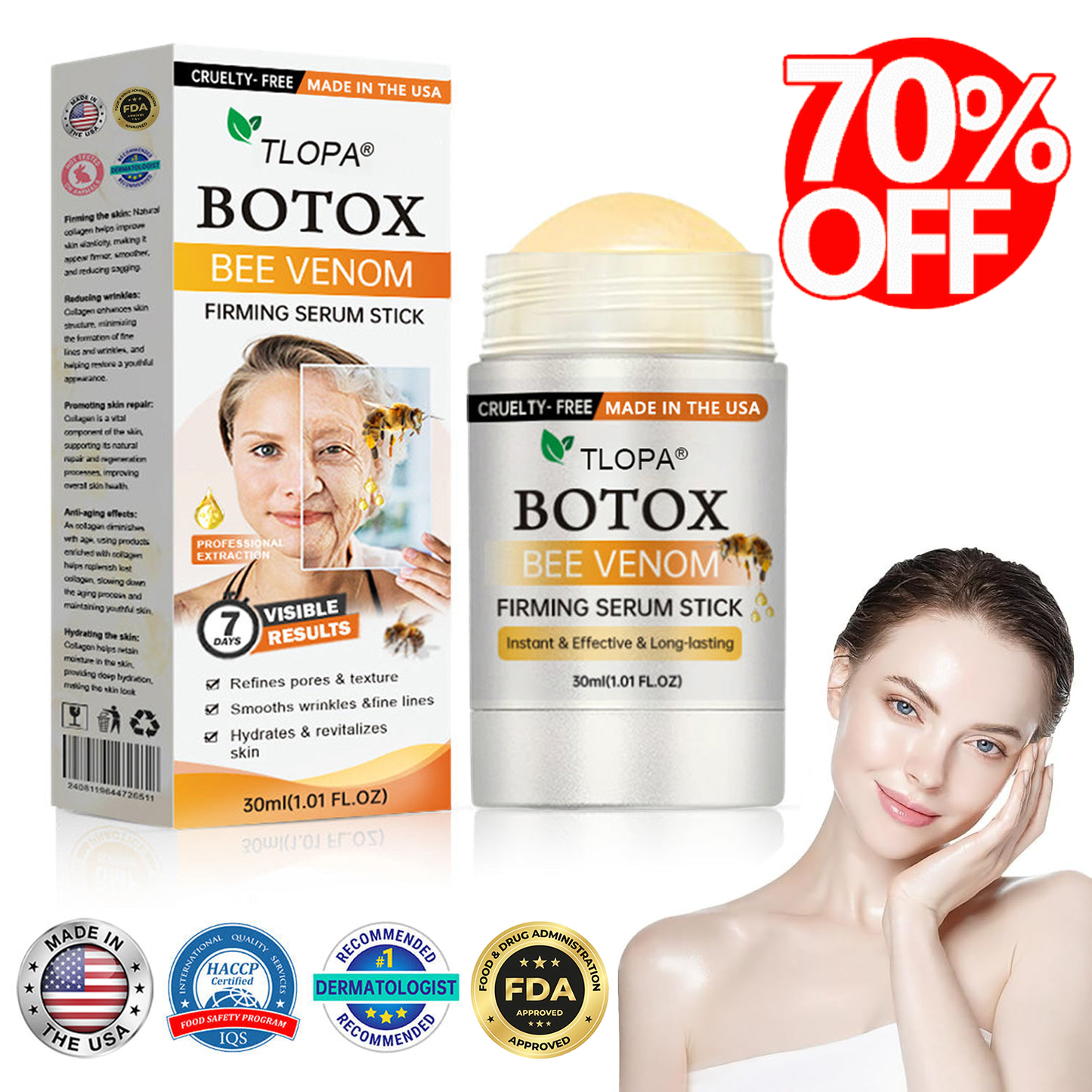 Made and Shipped from USA✨TLOPA® Botox Bee Venom Firming Serum Stick(🔥LAST DAY 70% OFF)💄