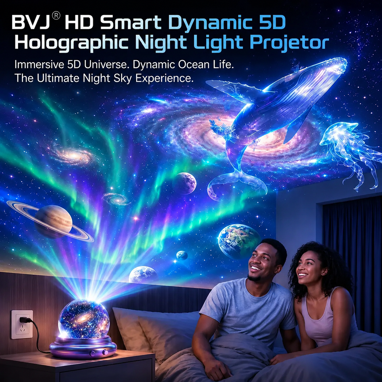 BVJ® Night Light Projector - Smart Holographic Star Projector