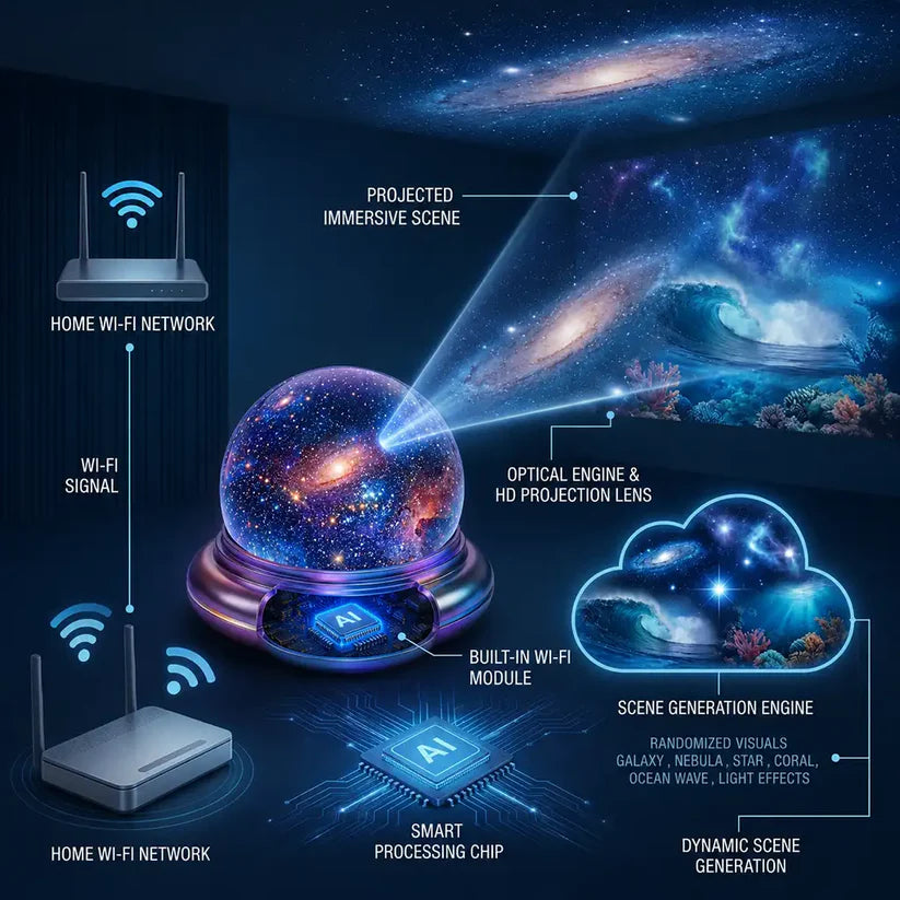 BVJ® Night Light Projector - Smart Holographic Star Projector