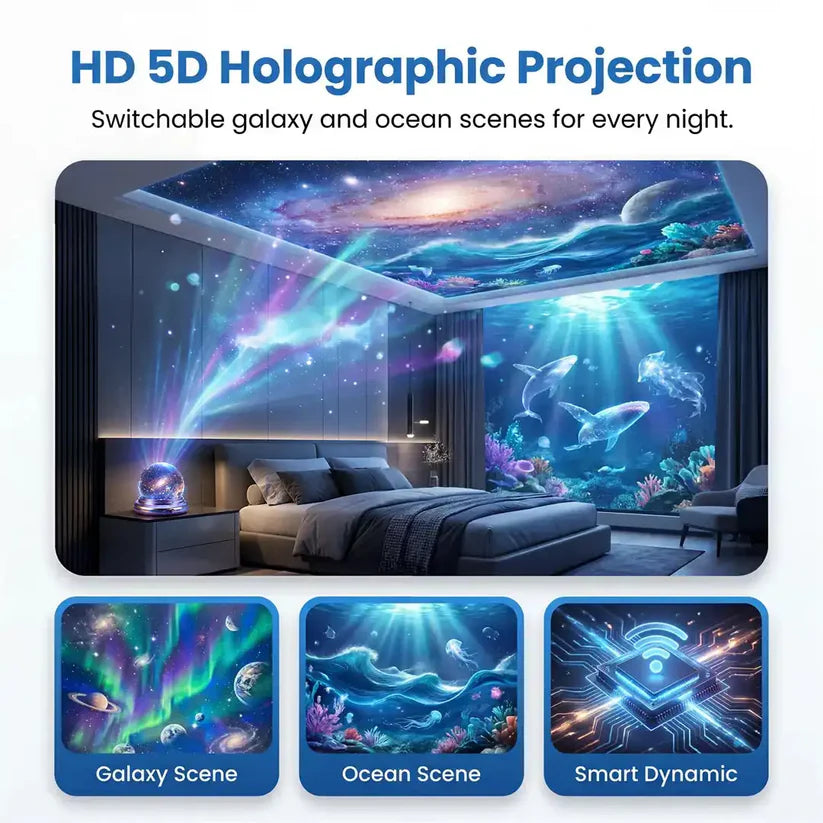BVJ® Night Light Projector - Smart Holographic Star Projector