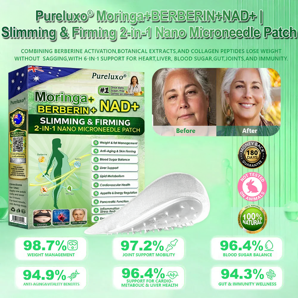 【𝐿𝑎𝑠𝑡 𝐷𝑎𝑦 𝑃𝑟𝑜𝑚𝑜𝑡𝑖𝑜𝑛 80% 𝑂𝐹𝐹】🇦🇺𝙋𝙪𝙧𝙚𝙡𝙪𝙭𝙤® 𝑴𝒐𝒓𝒊𝒏𝒈𝒂 & 𝑩𝒆𝒓𝒃𝒆𝒓𝒊𝒏𝒆 *NAD+| Slimming & Firming 2-in-1 Nano Microneedle Patch |𝘉𝘢𝘤𝘬𝘦𝘥 𝘣𝘺 𝘴𝘤𝘪𝘦𝘯𝘤𝘦 | 10-𝗂𝗇-𝟣 𝖿𝗈𝗋𝗆𝗎𝗅𝖺 | 𝑅𝑒𝑠𝑢𝑙𝑡𝑠 𝑖𝑛 7 𝑑𝑎𝑦𝑠